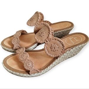 Jack Roger's Leather Whipstitch Shelby Espadrille Wedge 8 M